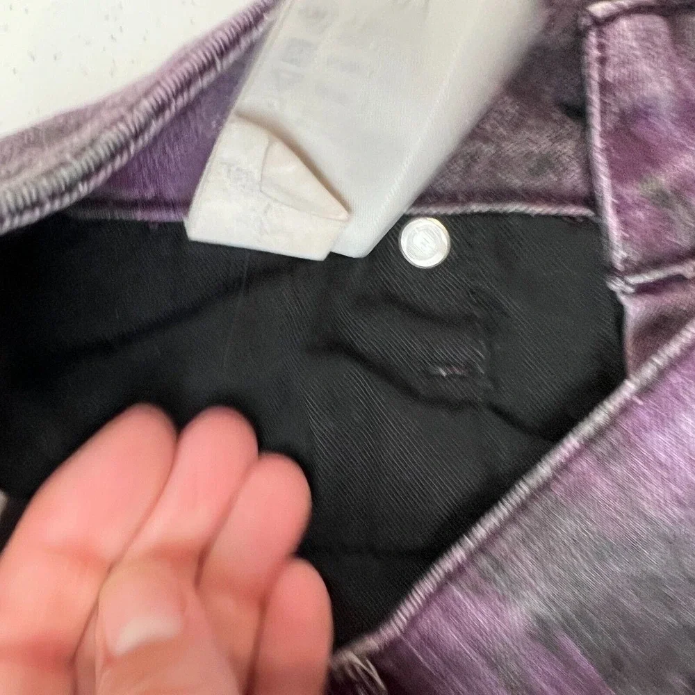 Gray Saks‎ Fifth Avenue Skinny Jeans Actual 26W Ikat Plum Mid Rise Denim